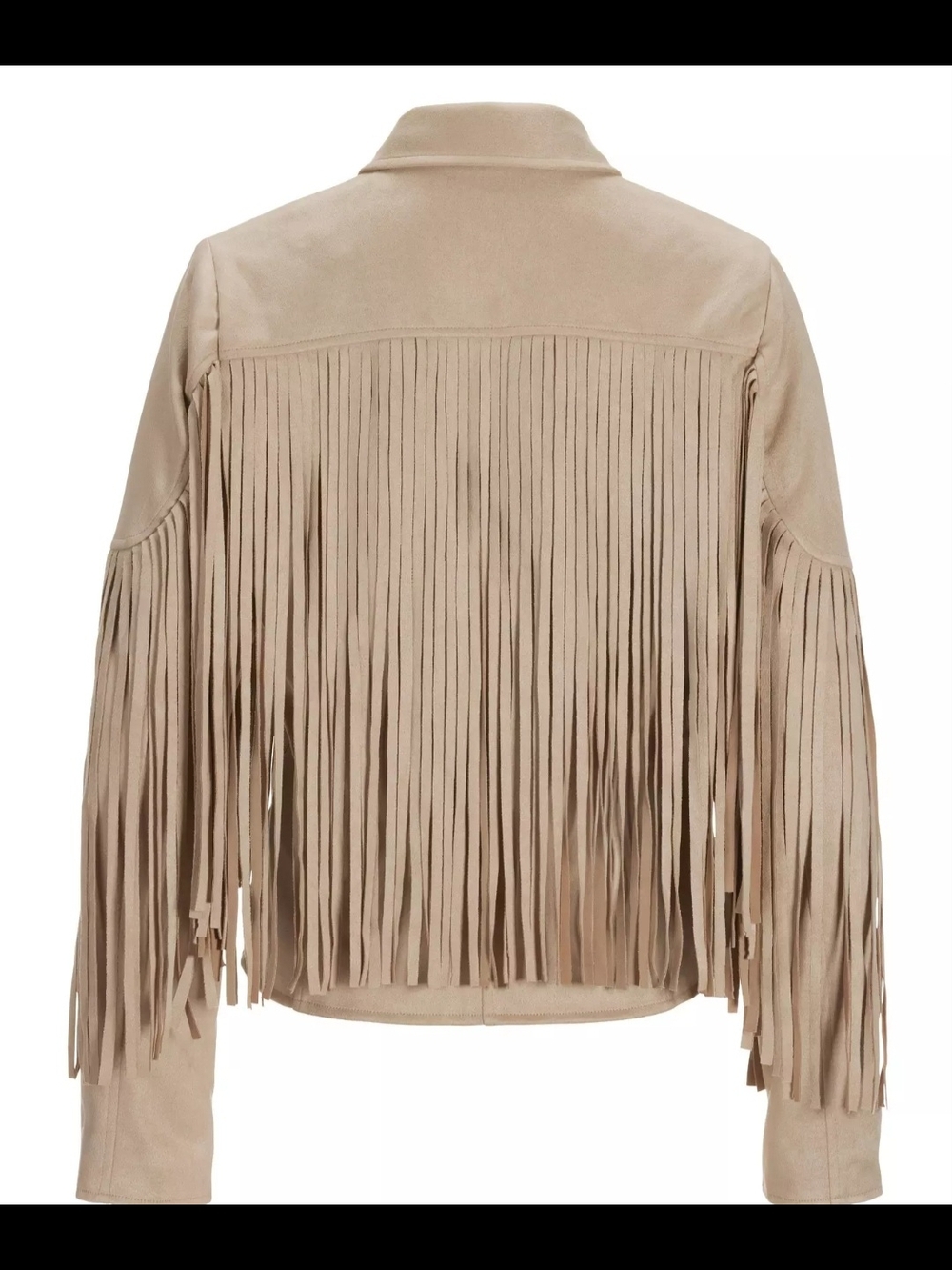 Boston Proper Beige Suede Fringe Jacket - Picture 3 of 5